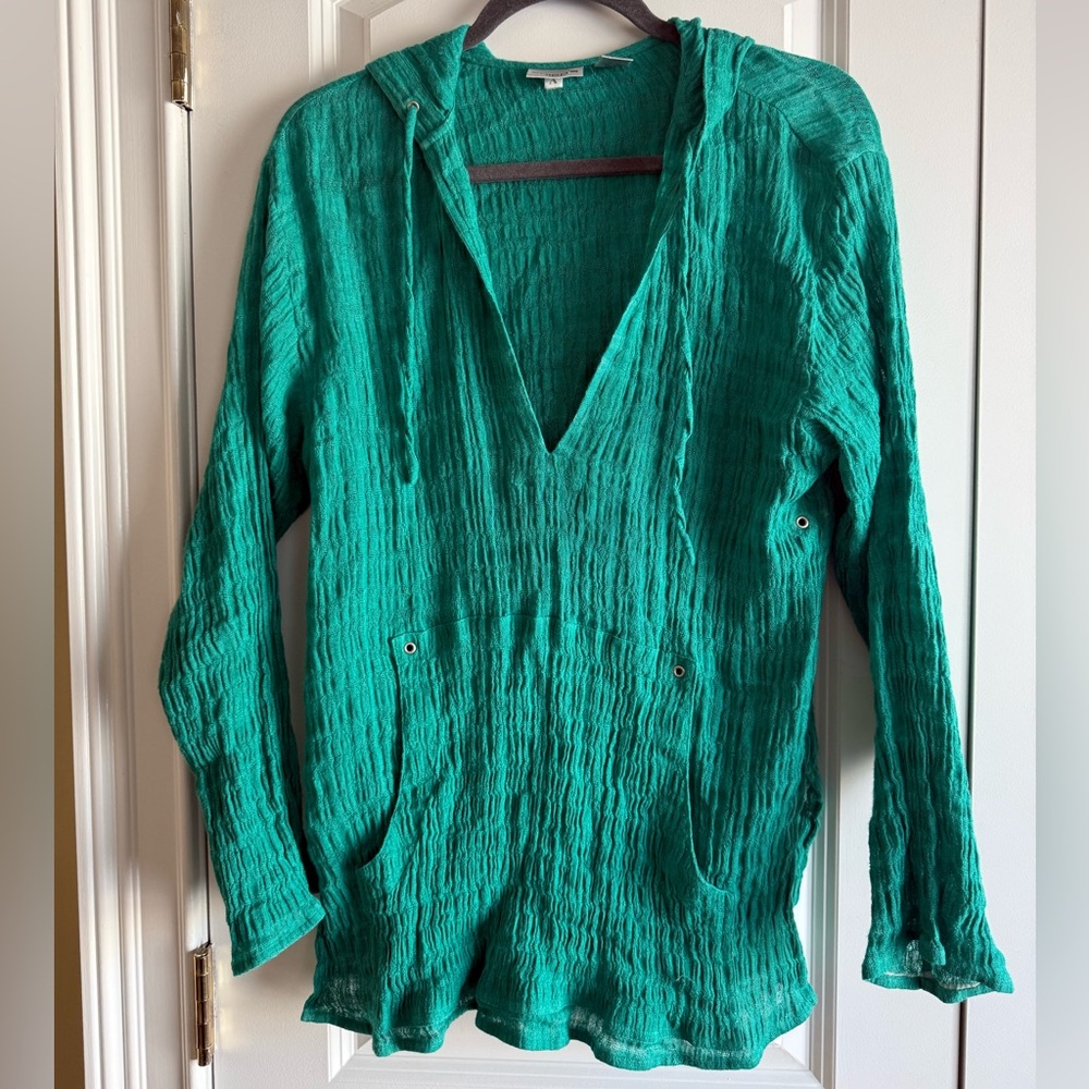 ☘️Turquioise linen tunic top from Chicos, size 0/Small, light & airy, EUC!